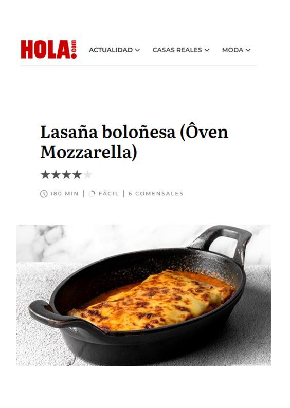 Lasaña boloñesa revista Hola!